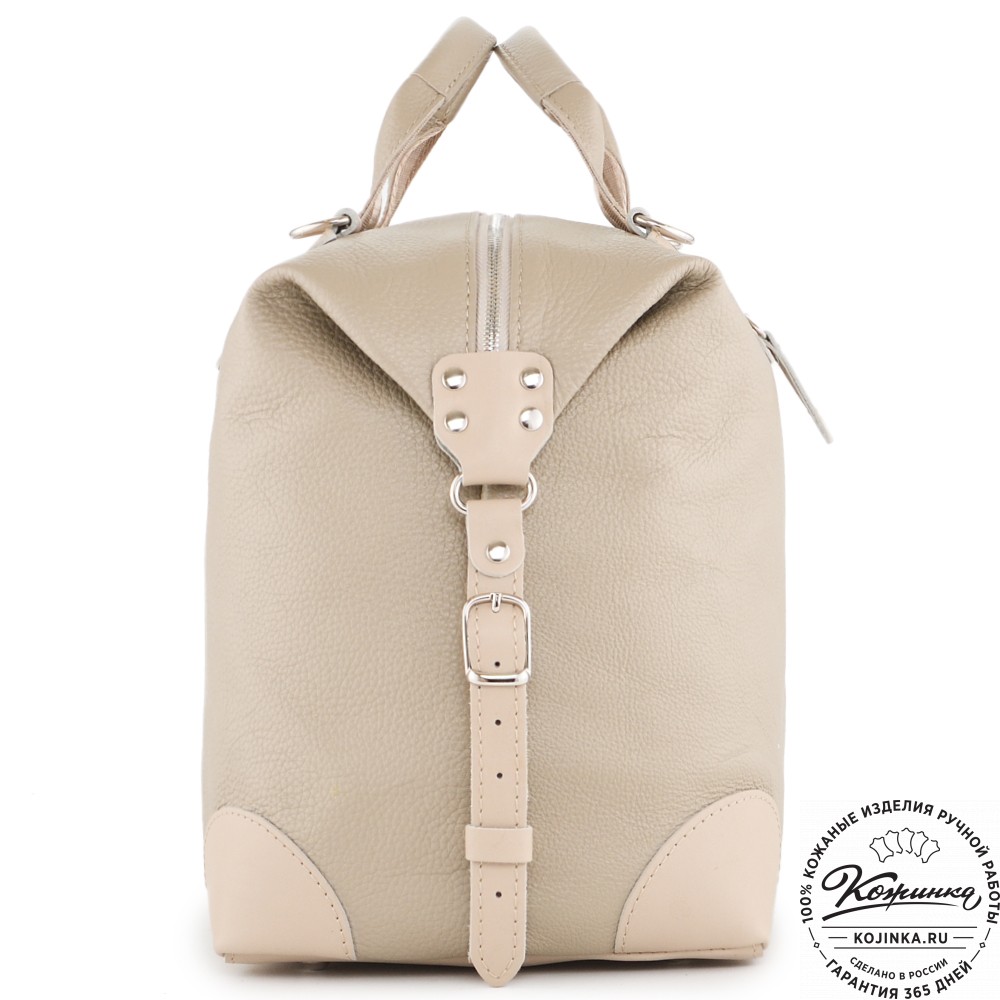  Кожаная дорожная сумка "Сити" (темно-бежевый)